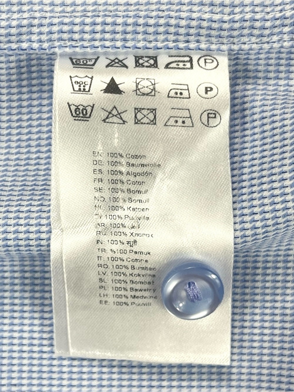 Eton Men’s 18.5 47 Light Blue Micro Check Contemporary Dress Shirt - Picture 6 of 6